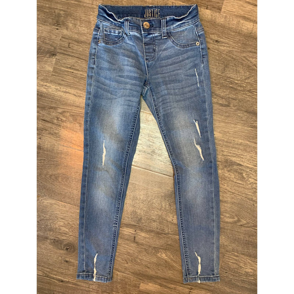 Justice Girls Light Washed Skinny Jeans- 8 - Picture 2 of 4
